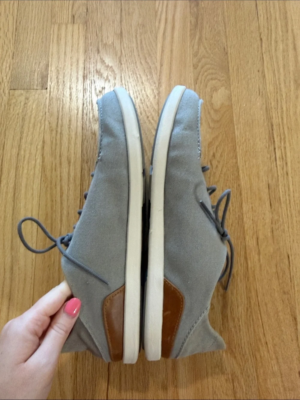 Olukai Mens Gray Canvas Manoa Slip on Shoes Sz 13